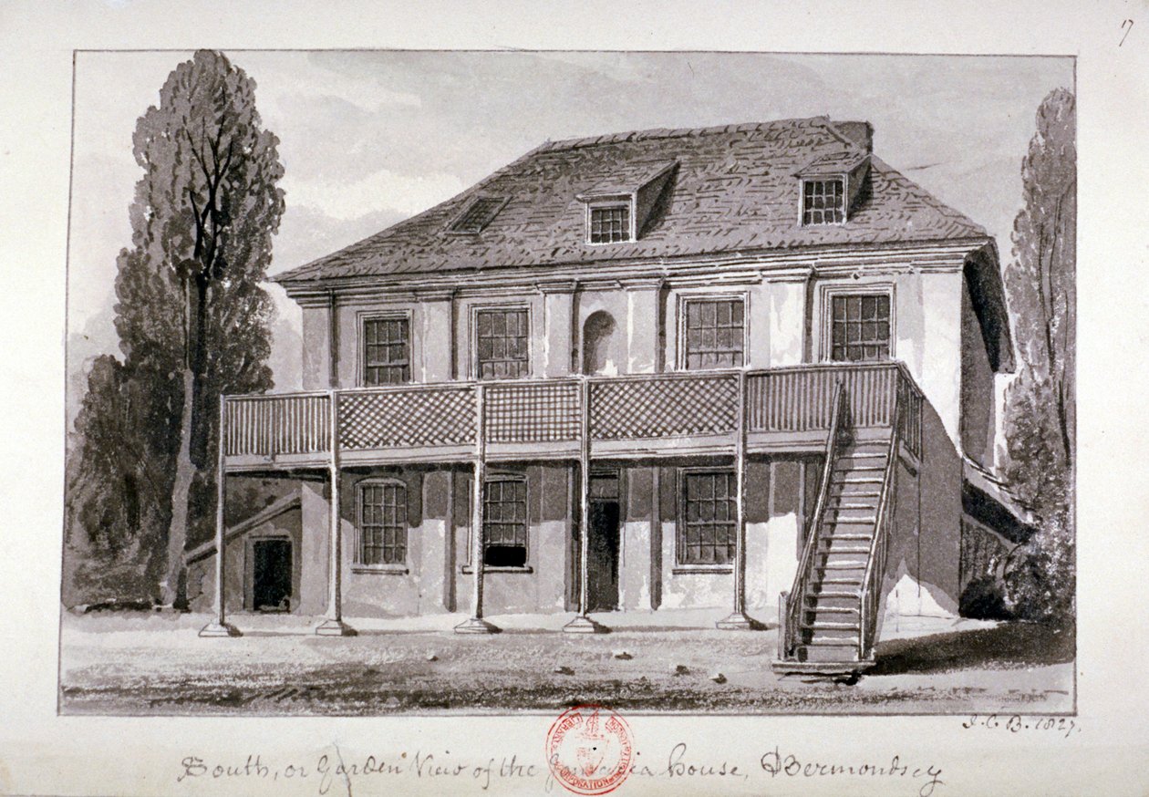 जमैका हाउस, चेरी गार्डन स्ट्रीट, बरमोंडे, लंदन, 1827 द्वारा जॉन चेसेल बकलर