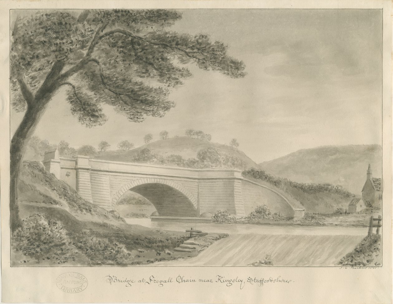 किंग्सले - ब्रिज फ्रॉगहॉल में: सीपिया ड्राइंग, 1841 द्वारा जॉन चेसेल बकलर