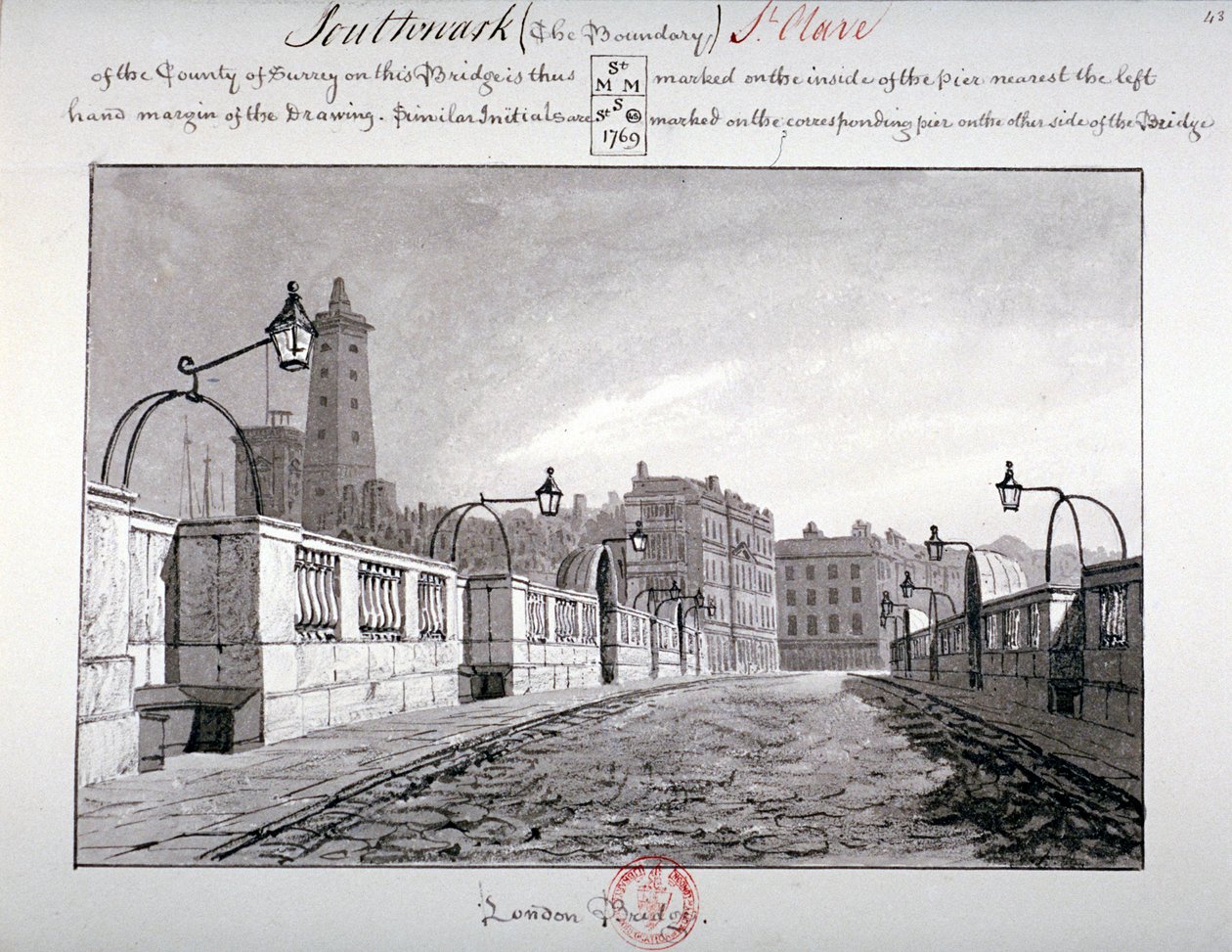 लंदन ब्रिज, साउथवार्क, लंदन, 1827 द्वारा जॉन चेसेल बकलर