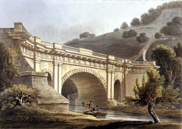 जॉन हिल (1770-1850) पब द्वारा उकेरी गई 'बाथ इलस्ट्रेटेड बाय ए सीरीज़ ऑफ़ व्यूज़' से एक्वाडक्ट ब्रिज, क्लैवर्टन। विलियम मिलर द्वारा द्वारा जॉन क्लाउड (के बाद) Nattes