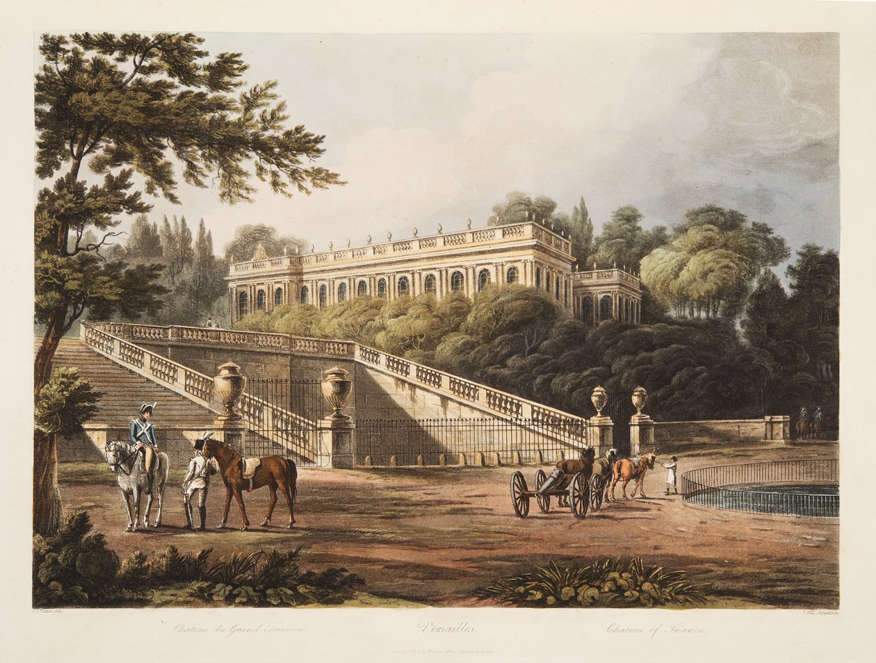 ट्रायोन का चेटो, वर्साय, पेरिस और सेंट डेनिस का चित्रण, पब 1805 (एक्वाटिंट) द्वारा जॉन क्लाउड नटेस