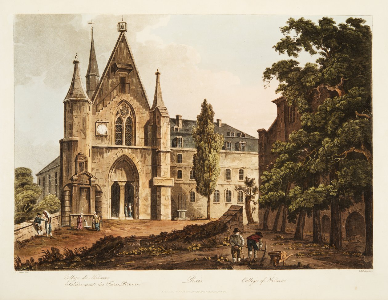 कॉलेज ऑफ़ नवरे, वर्सेल्स, पेरिस और सेंट डेनिस, पब से चित्रण 1806 (एक्वाटिंट) द्वारा जॉन क्लाउड नटेस