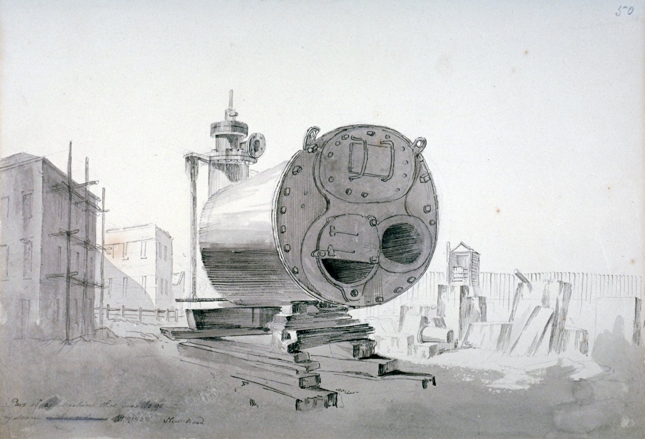 स्टीम मशीन, न्यू रोड, इस्लिंगटन, लंदन, 1808 द्वारा जॉन क्लाउड नटेस