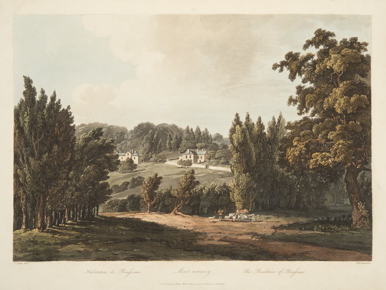 रूसो का निवास, वर्साय, पेरिस और सेंट डेनिस, पब से चित्रण। 1809 (एक्वाटिंट) द्वारा जॉन क्लाउड नटेस