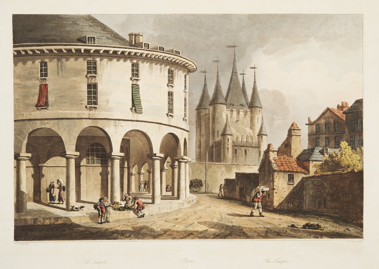 मंदिर, वर्साय, पेरिस और सेंट डेनिस, पब से चित्रण। 1805 (एक्वाटिंट) द्वारा जॉन क्लाउड नटेस