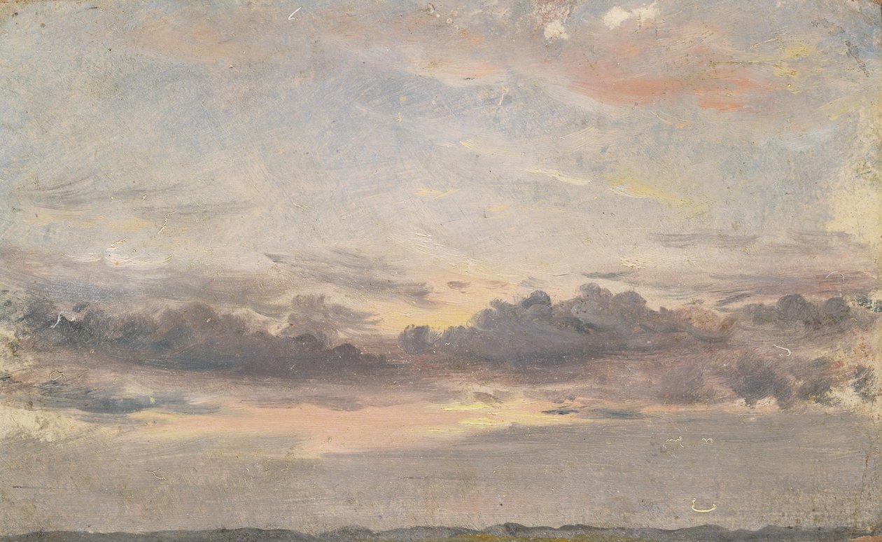 ए क्लाउड स्टडी, सनसेट, c.1821 (मिलबोर्ड पर कागज पर तेल) द्वारा जॉन कांस्टेबल