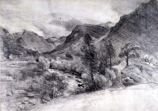 बॉरोडेल, मॉर्निंग, c.1806 (कागज पर पेंसिल ड्राइंग) द्वारा जॉन कांस्टेबल