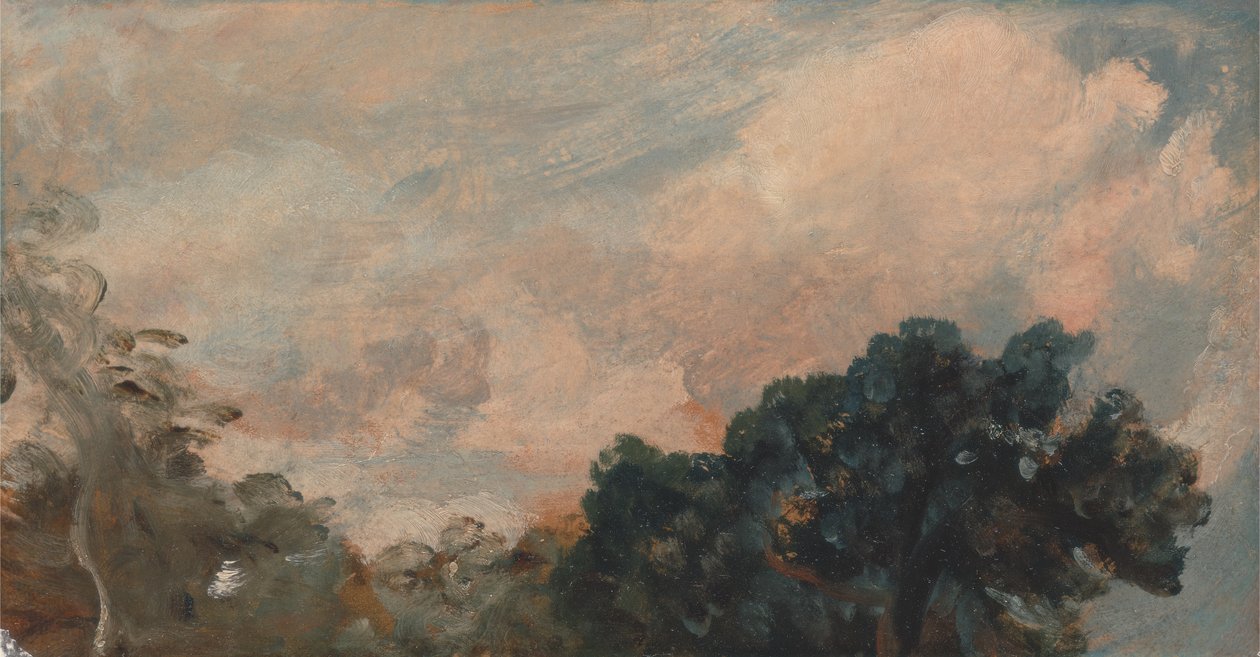 क्लाउड स्टडी विद ट्रीज़, स्टडी ऑफ़ क्लाउड्स एंड ट्रीज़, 1821। द्वारा जॉन कांस्टेबल
