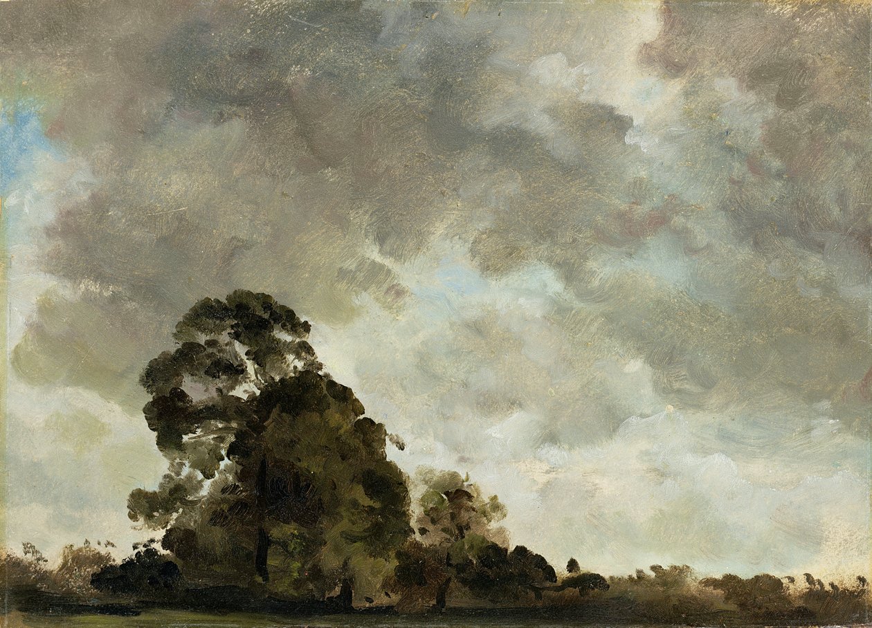 हैम्पस्टेड, ट्री और स्टॉर्म क्लाउड्स में लैंडस्केप, c.1821 (पैनल पर तेल का इस्तेमाल किया गया द्वारा जॉन कांस्टेबल
