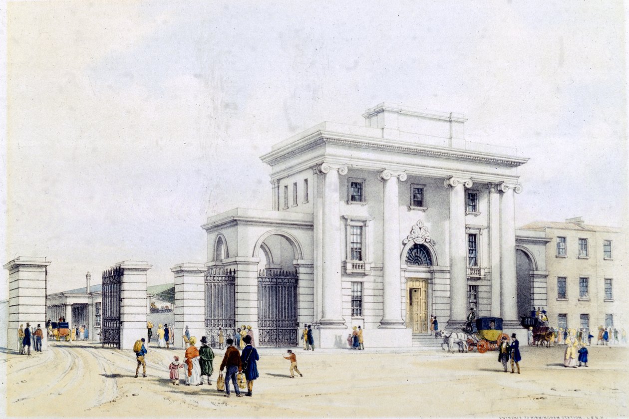 1838-39 तक बर्मिंघम स्टेशन में प्रवेश द्वारा जॉन कुक बोर्न