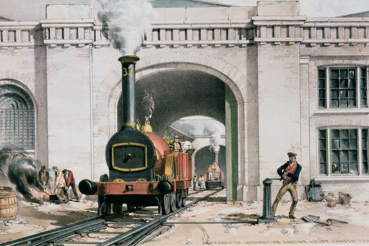 लोकोमोटिव इंजन हाउस का प्रवेश, कैमडेन टाउन, लंदन, 1839 द्वारा जॉन कुक बोर्न