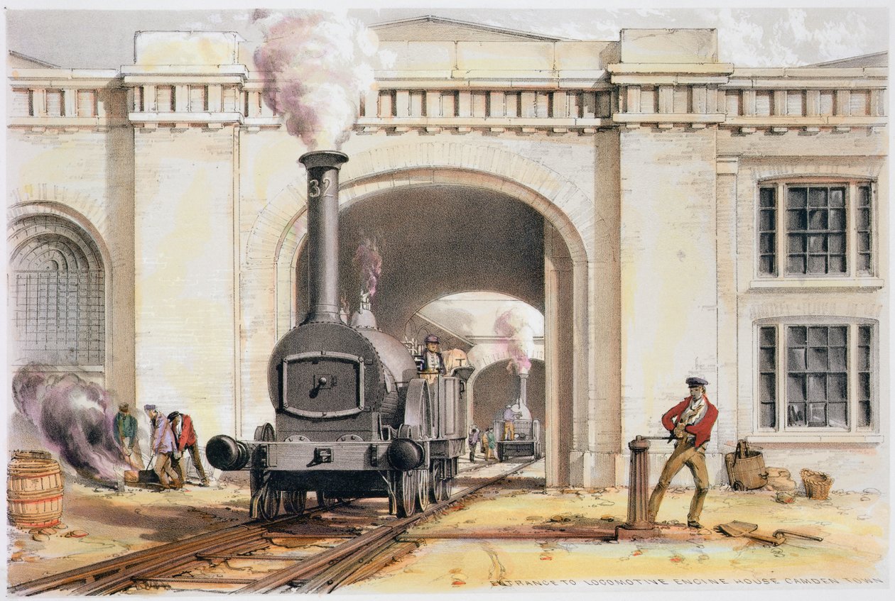 लोकोमोटिव इंजन हाउस, कैमडेन टाउन, लंदन में प्रवेश, 1839 द्वारा जॉन कुक बोर्न