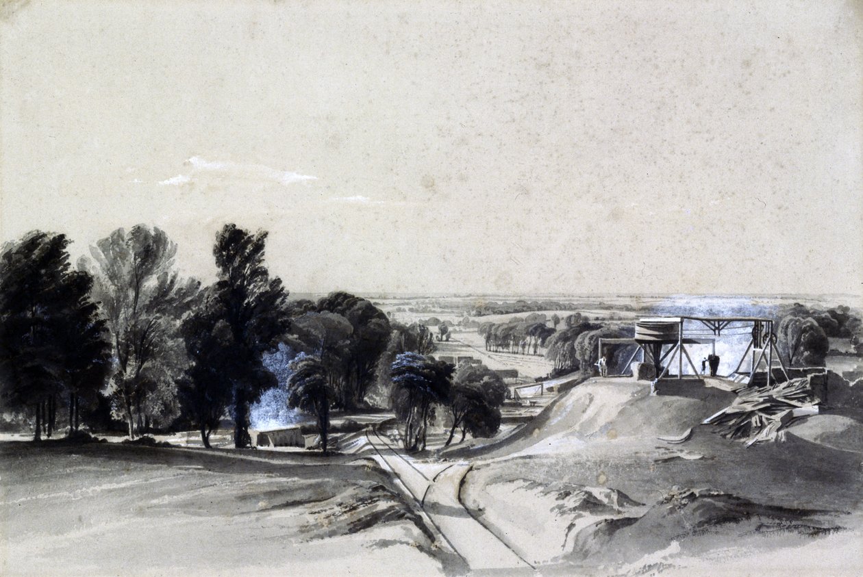 ऊपर से, किल्स्बी सुरंग, नॉर्थम्पटनशायर, 20 जुलाई 1837 (कागज पर कलम और स्याही और धुलाई) द्वारा जॉन कुक बोर्न