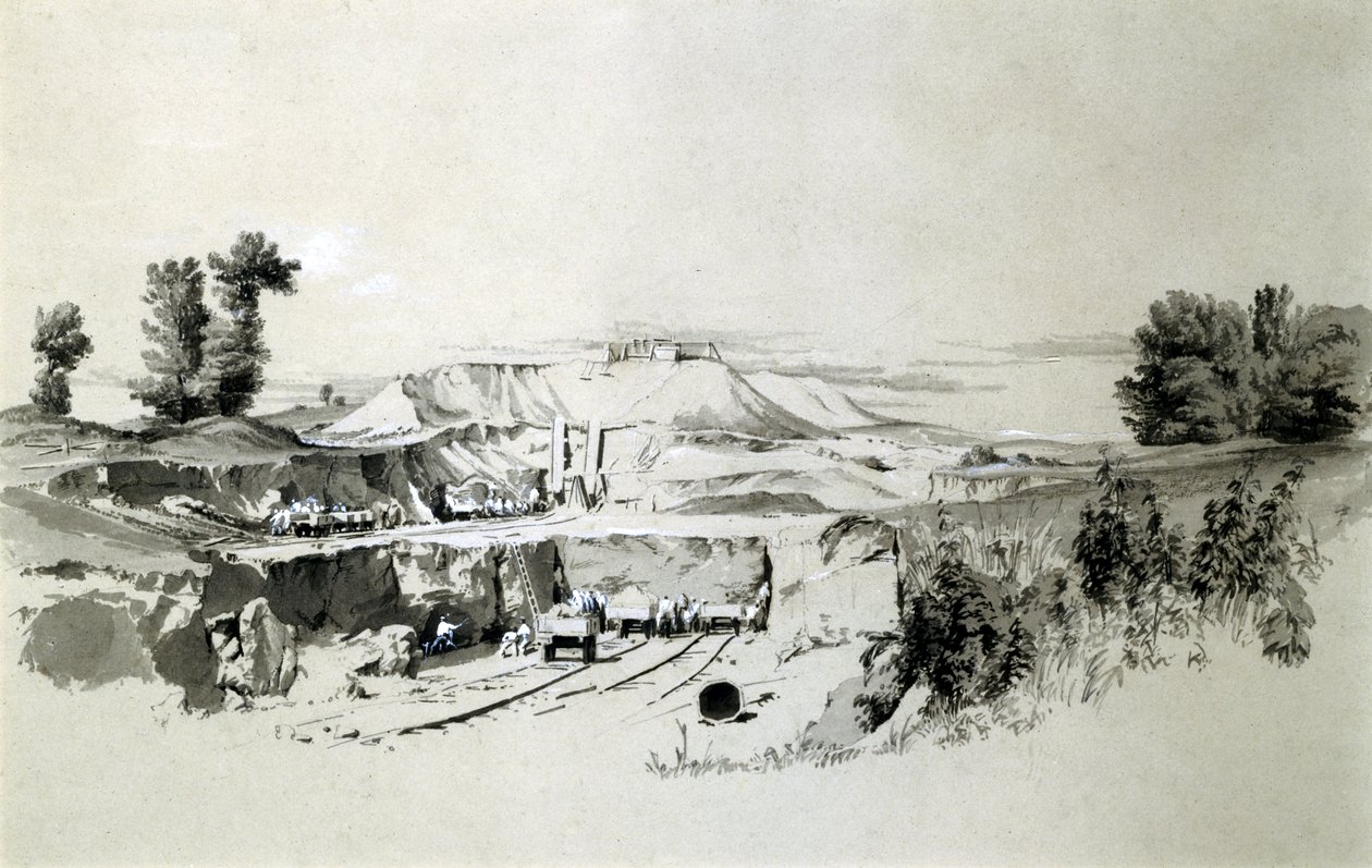 Linslade सुरंग, 23 जून 1837 (कलम और स्याही और कागज पर धो) द्वारा जॉन कुक बोर्न