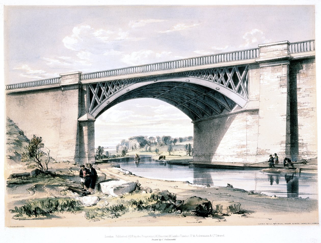 नैश मिल ब्रिज, किंग्स लैंगले के पास, हर्टफोर्डशायर, 1839 द्वारा जॉन कुक बोर्न