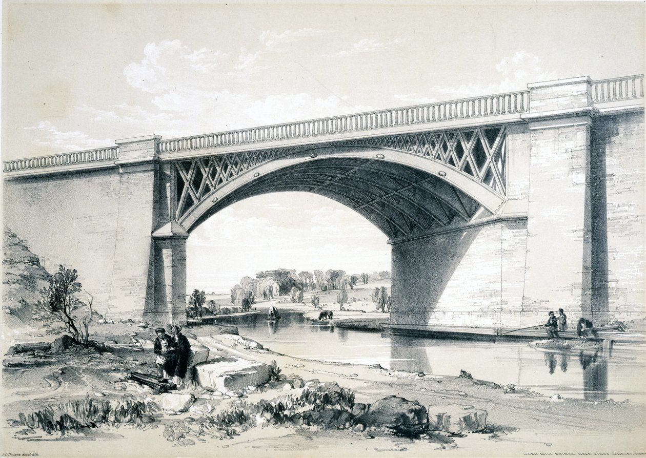 नैश मिल ब्रिज, किंग्स लैंगले के पास, हर्टफोर्डशायर, 1839 द्वारा जॉन कुक बोर्न