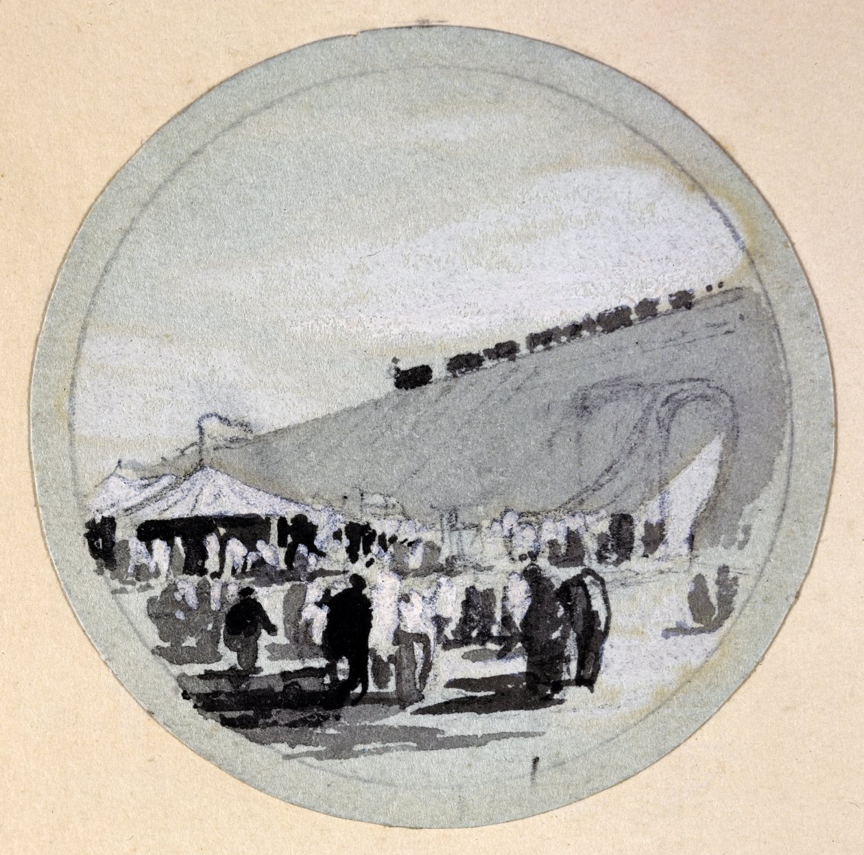 उद्घाटन, लंदन और बर्मिंघम रेलवे, c.1838 (कागज पर कलम और स्याही और धुलाई) द्वारा जॉन कुक बोर्न