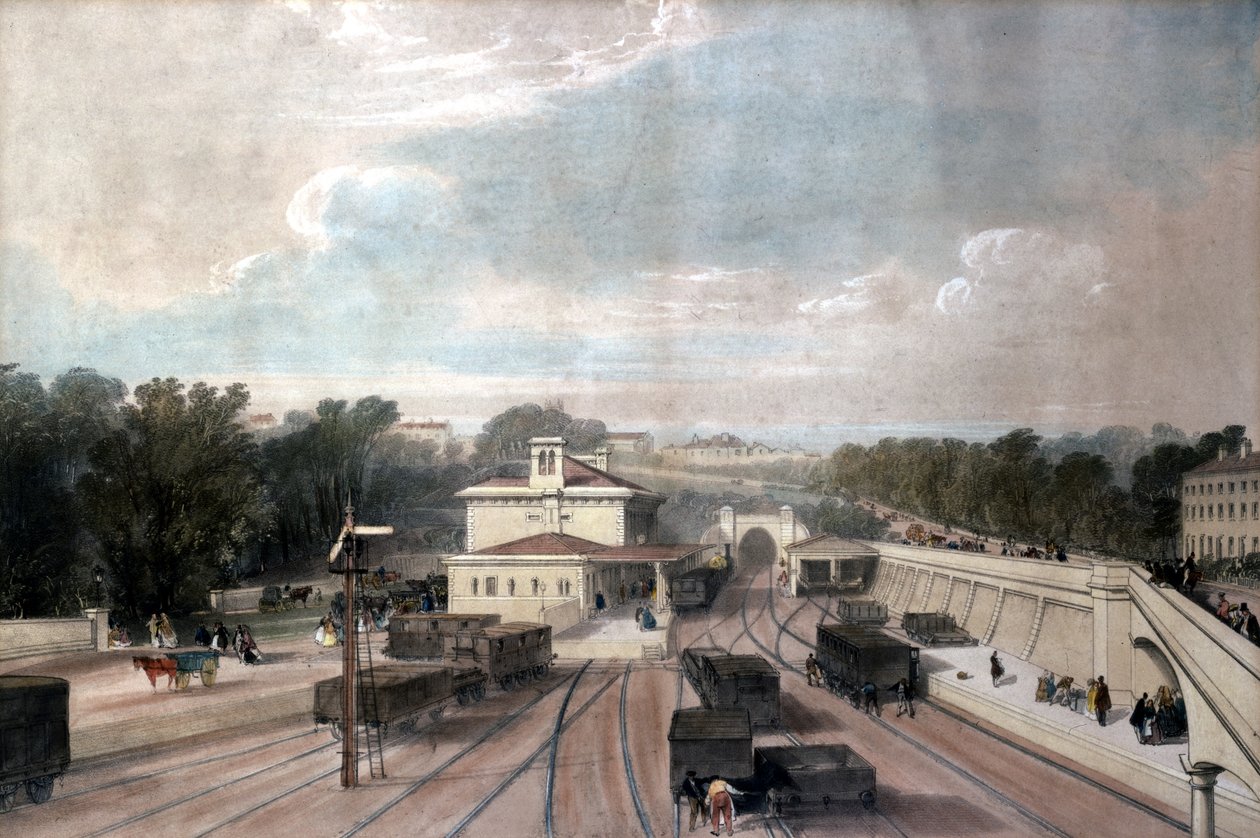 टुनब्रिज वेल्स रेलवे स्टेशन, केंट, c.1840s द्वारा जॉन कुक बोर्न
