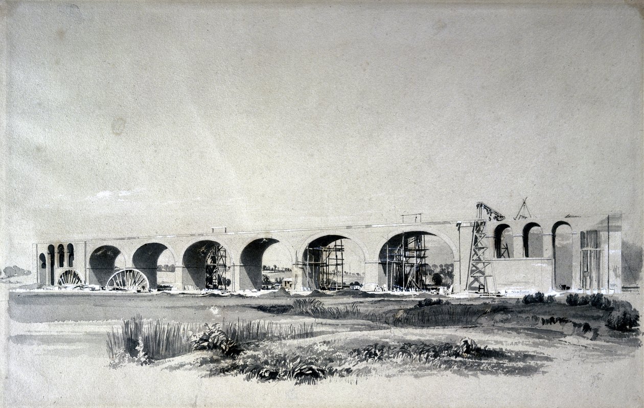वोल्वर्टन वियाडक्ट, 30 जून 1837 (कलम और स्याही और कागज पर धोना) द्वारा जॉन कुक बोर्न