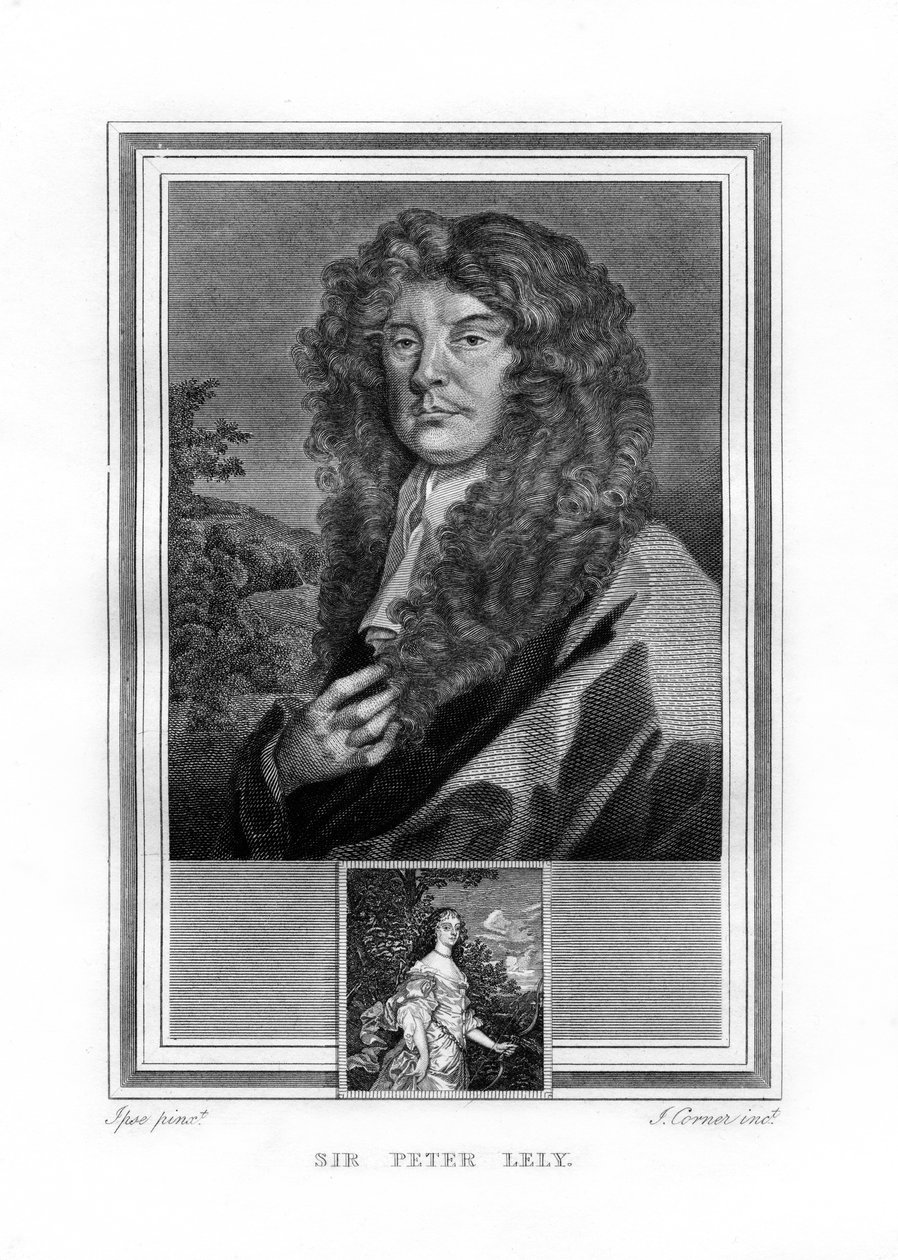 सर पीटर लेली, डच में जन्मे अंग्रेजी बारोक युग के चित्रकार, 1825। द्वारा जॉन कॉर्नर