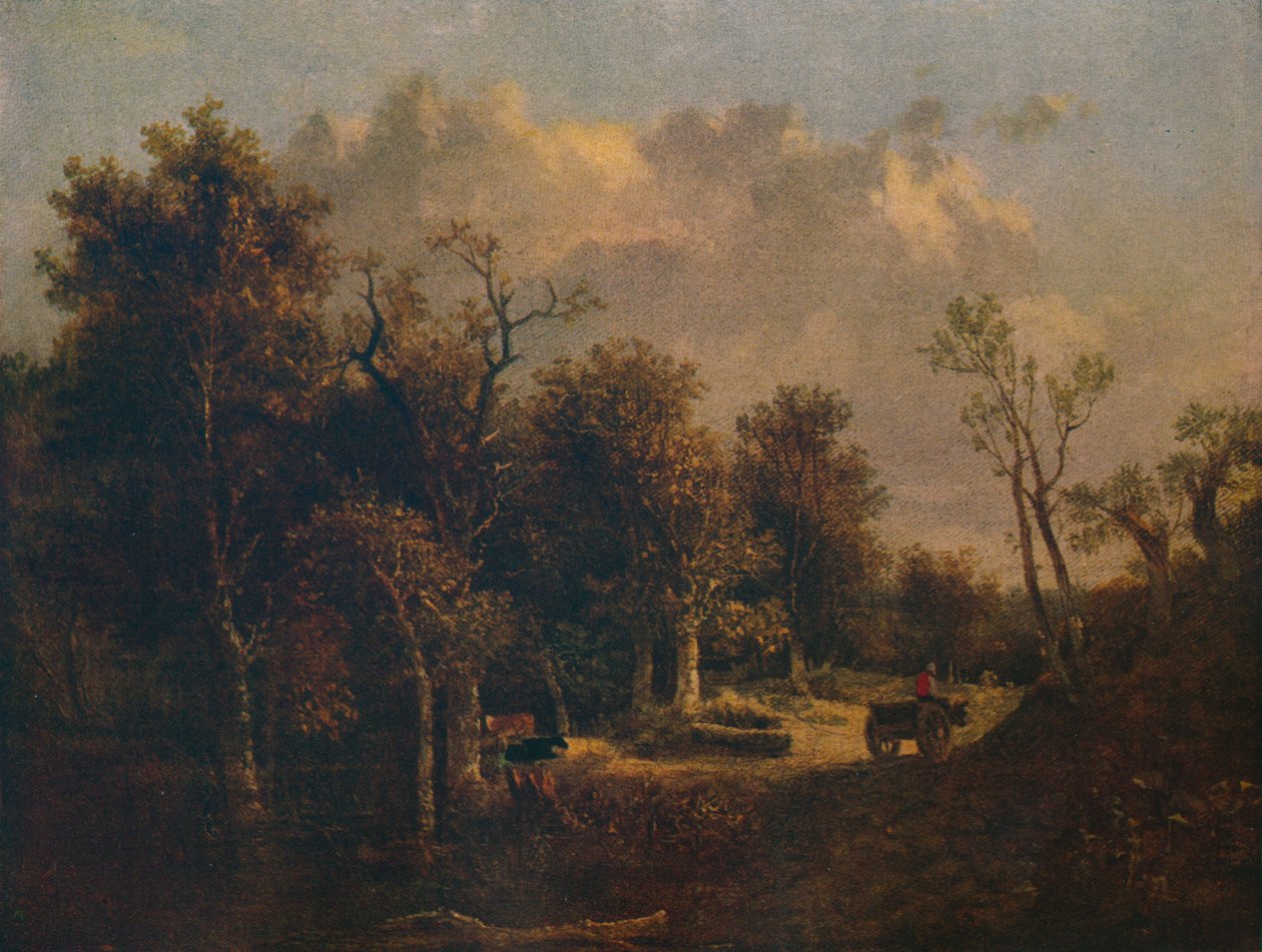 फ़ॉरेस्ट ऑफ़ द फ़ॉरेस्ट, फ़ार्म कार्ट और कैटल के साथ, c1811 द्वारा जॉन क्रोम