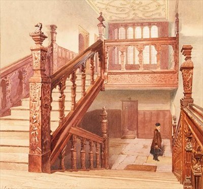 चार्टरहाउस: ग्रैंड सीढ़ी, मई 1885 (वाटरकलर) द्वारा जॉन क्रोथर