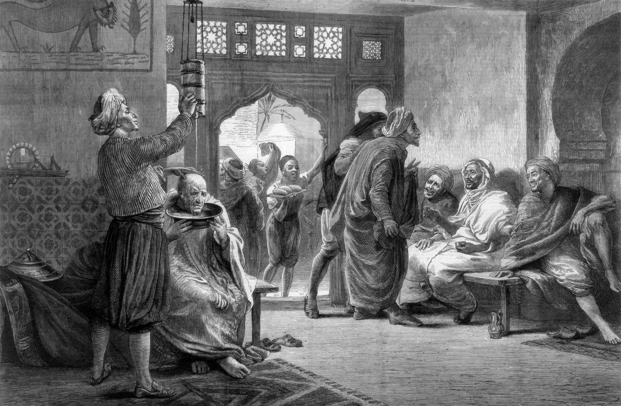 टुनिस, 1875 में एक नाइयों की दुकान। द्वारा जॉन इवान हॉजसन