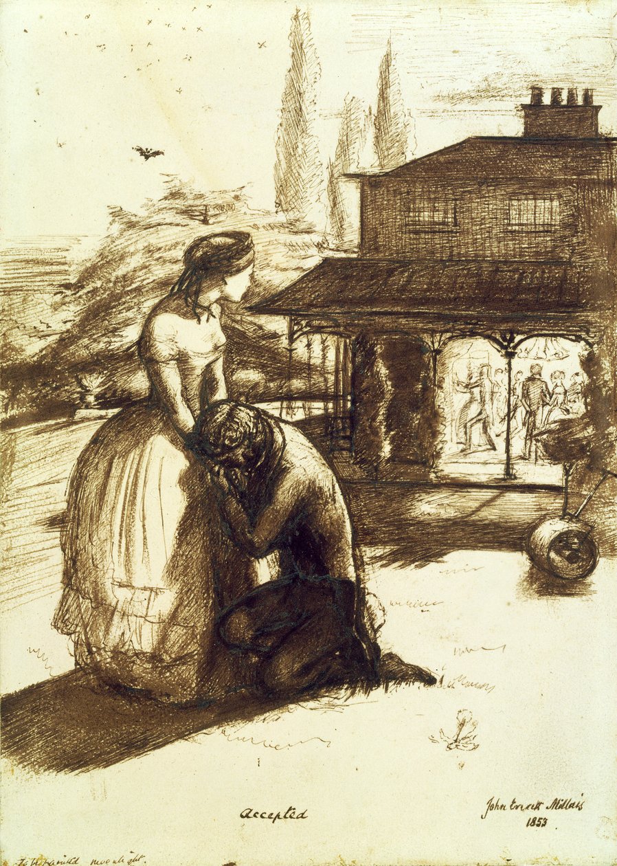 स्वीकार किया गया, 1853 (कागज पर पेन und ब्राउन स्याही) द्वारा जॉन एवरेट मिलिस