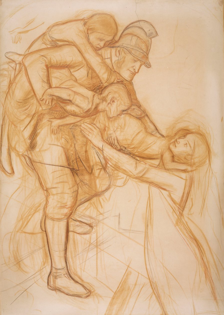 "द रेस्क्यू" के लिए कार्टून, c.1855 द्वारा जॉन एवरेट मिलिस