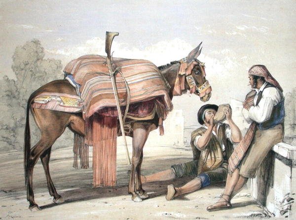 खच्चर के साथ यात्रा करने वाले किसान, अंडालूसिया द्वारा जॉन फ्रेडरिक (बाद) लुईस