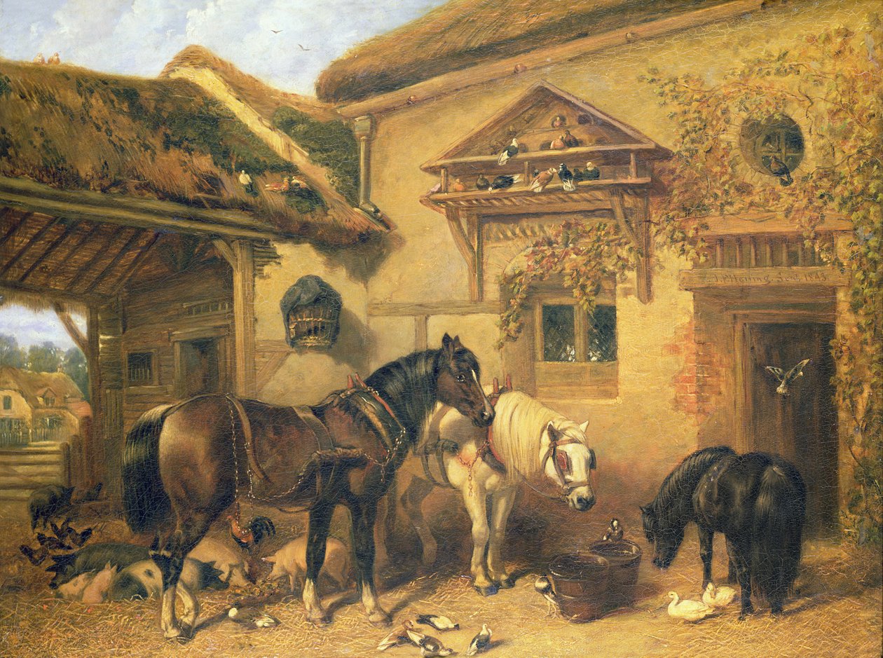 कॉटेज डोर और फार्मस्टेड, 1843 द्वारा जॉन फ्रेडरिक हेरिंग सीनियर