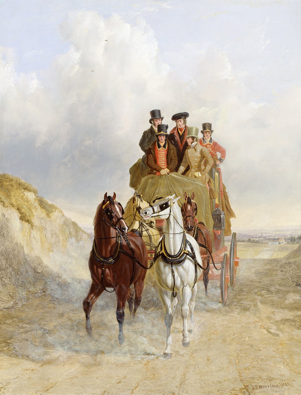 द रॉयल मेल कोच ऑन द रोड, 1841 द्वारा जॉन फ्रेडरिक हेरिंग सीनियर