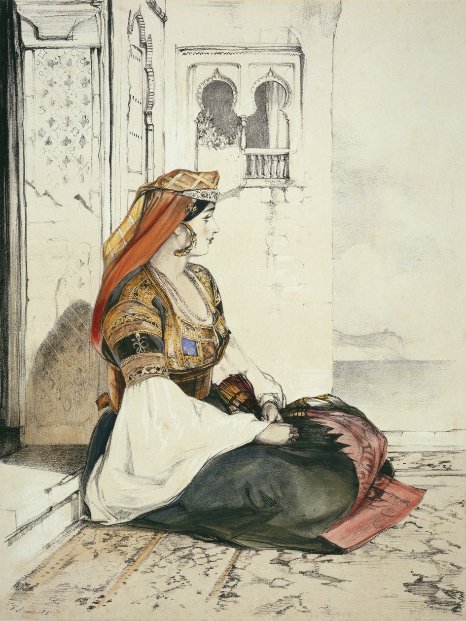 चार्ल्स जोसेफ हुलमंडेल (1789-1850) द्वारा उकेरी गई &39;स्केचेस ऑफ स्पेन&39; से जिब्राल्टर की एक यहूदी महिला, 1836 में प्रकाशित द्वारा जॉन फ्रेडरिक लुईस
