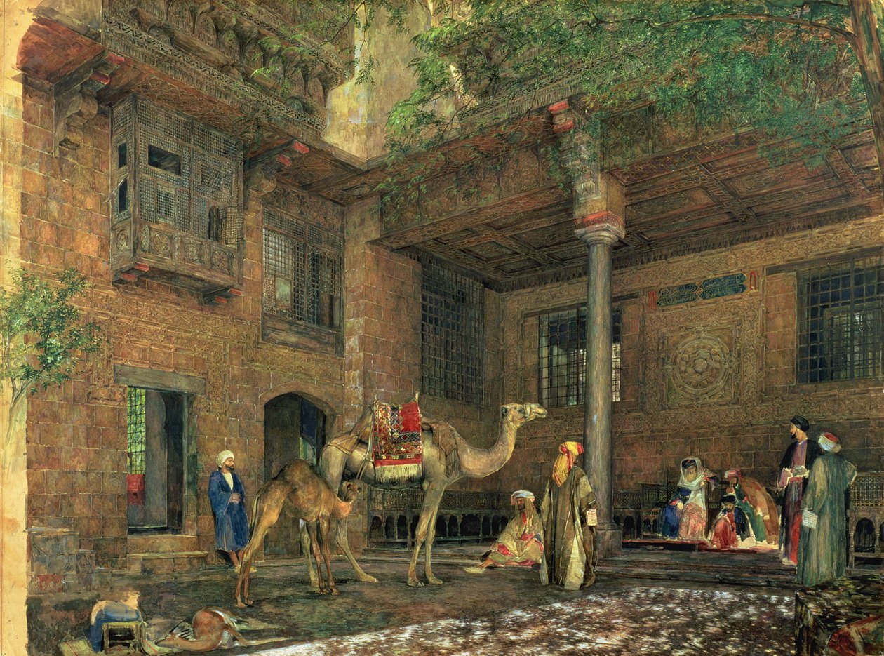 पेंटर के घर का आंगन, काहिरा, c.1851 द्वारा जॉन फ्रेडरिक लुईस
