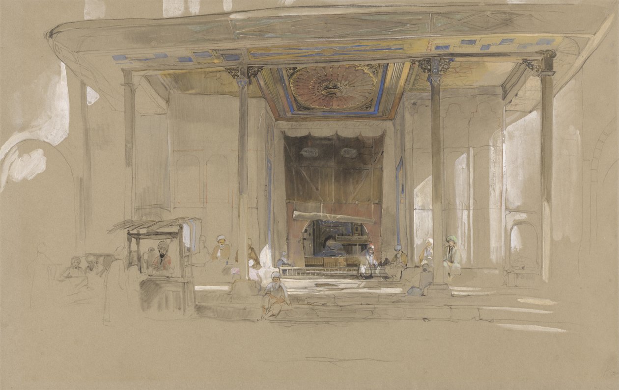 ग्रेट मस्जिद (उलुकामी) बरसा, तुर्की का मुख्य प्रवेश द्वार, c.1840 (wc पेपर पर ग्रेफाइट पर wc और बॉडीकोल) द्वारा जॉन फ्रेडरिक लुईस