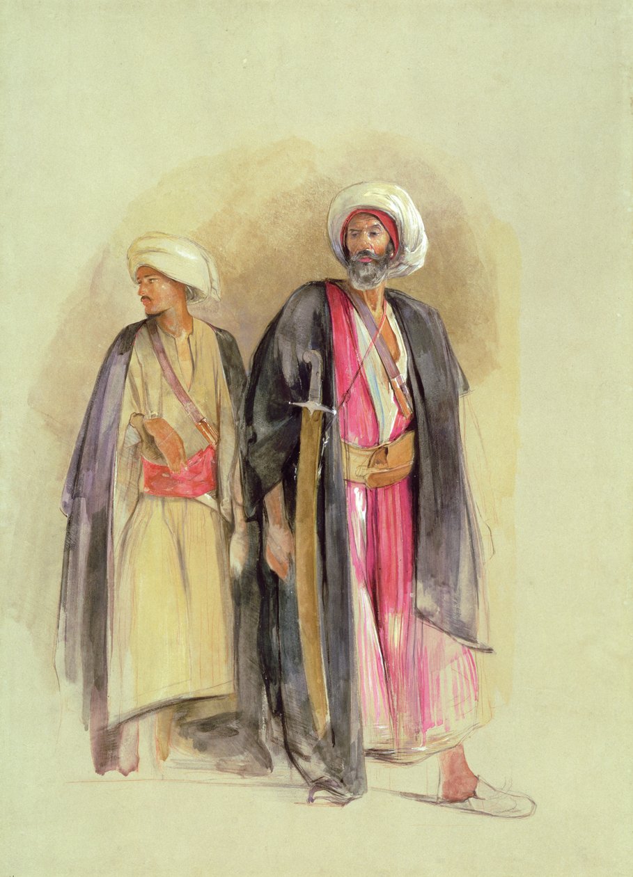 गेबेल तोर और शेख हुसैन का शेख हुसैन, c.1842-43 (wc, gouache, चॉक पेपर पर ग्रेफाइट) द्वारा जॉन फ्रेडरिक लुईस