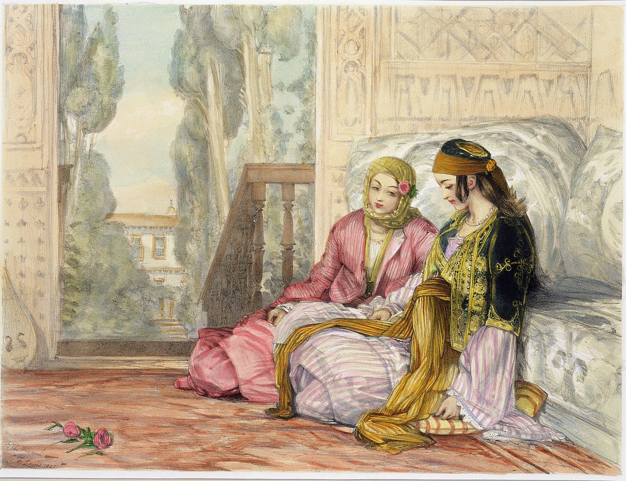 कलाकार द्वारा 1837 में उत्कीर्ण &39;कॉन्स्टेंटिनोपल के चित्र&39; से हरेम, प्लेट 1 द्वारा जॉन फ्रेडरिक लुईस