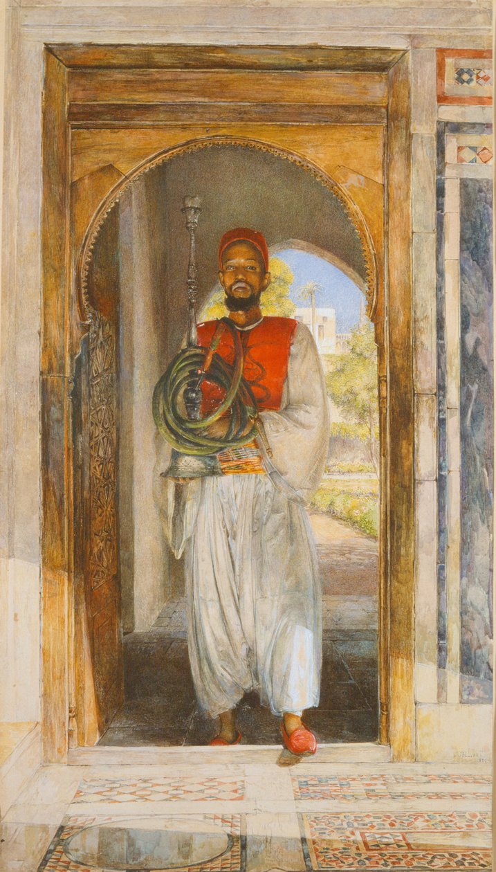 पाइप बियरर, 1859 (कलम, स्याही, धो और क्रेयॉन) द्वारा जॉन फ्रेडरिक लुईस