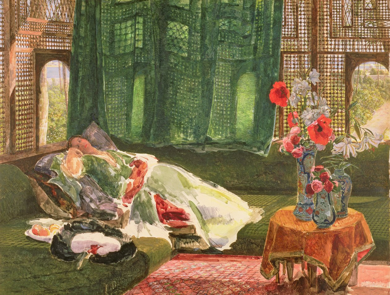 सिएस्टा, c.1876 (ग्रेफाइट पर wc और gouache) द्वारा जॉन फ्रेडरिक लुईस