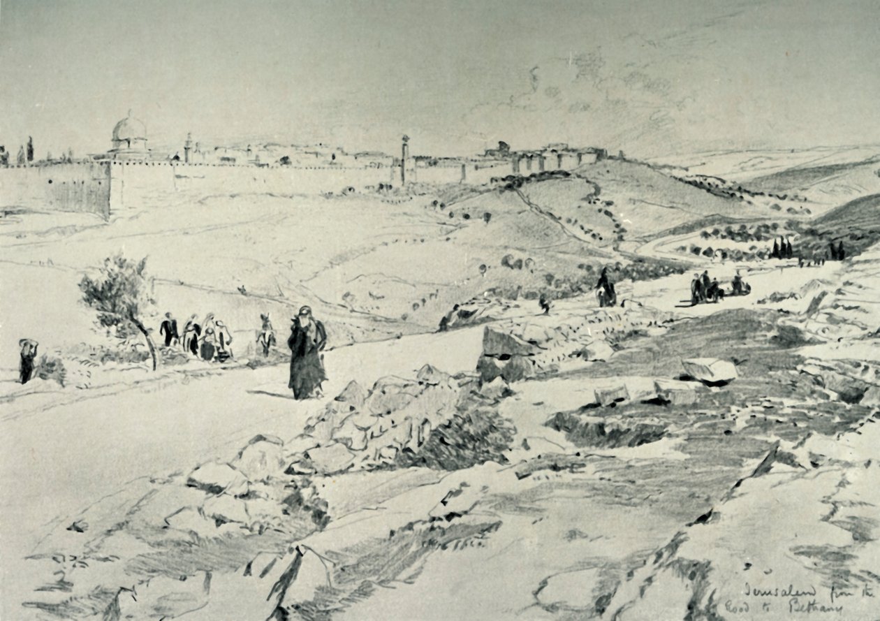 यरुशलम, बेथनी से सड़क के साथ, 1902। द्वारा जॉन फुललीवे