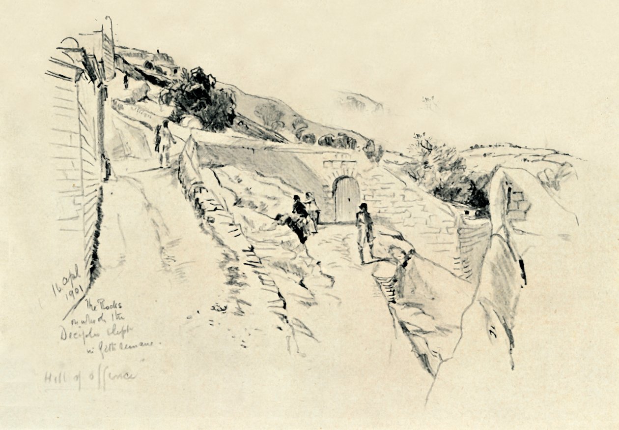 ऑलिव्स पर्वत पर, जहां गार्डन में 1902 के दौरान चेले सो गए थे। द्वारा जॉन फुललीवे