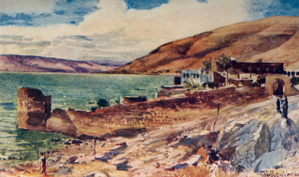 1902 के तिबरियास से दक्षिण की ओर देखते हुए गैलील की झील। द्वारा जॉन फुललीवे