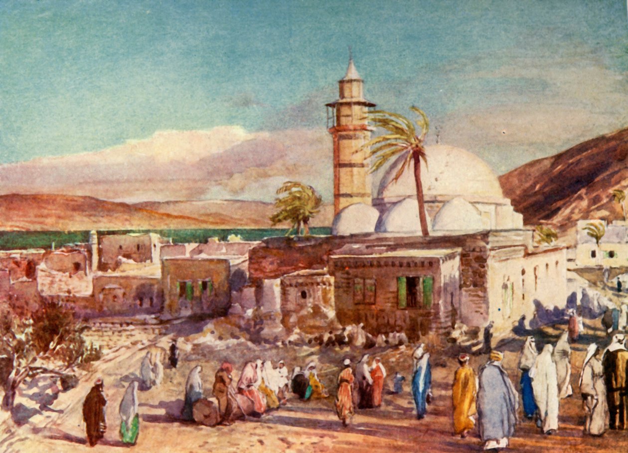 तिबरियास की मस्जिद और गैलील झील, 1902। द्वारा जॉन फुललीवे