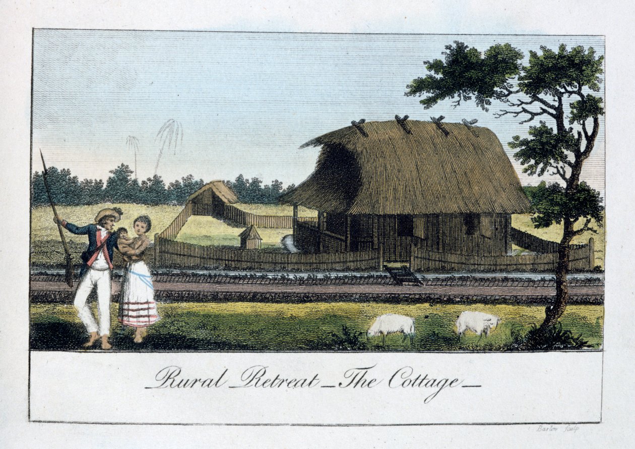 रूरल रिट्रीट, द कॉटेज, 1813 द्वारा जॉन गेब्रियल स्टीडमैन