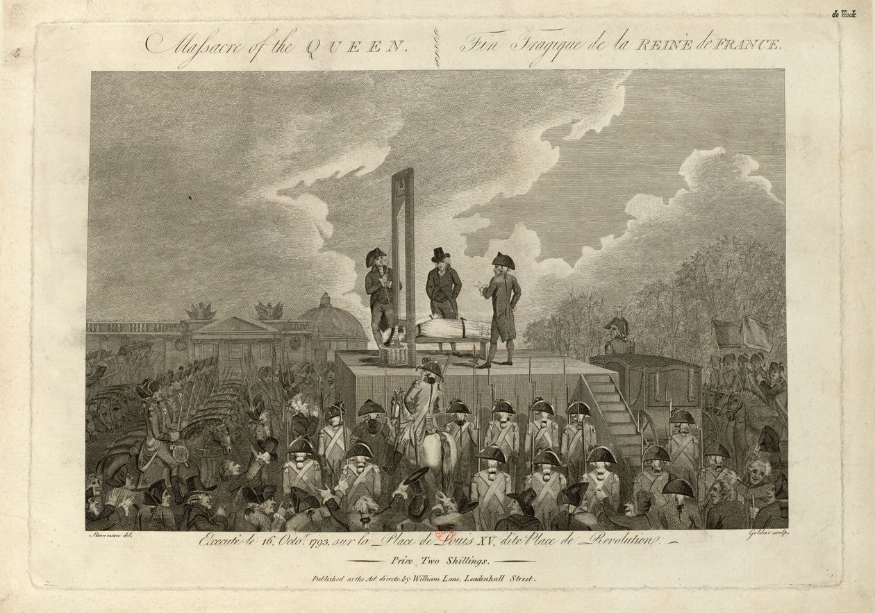 16 अक्टूबर, 1793, 1793-1794 को मैरी एंटोनेट का निष्पादन। द्वारा जॉन सुनार