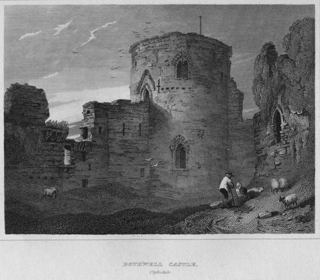 बोथवेल कैसल, क्लाइड्सडेल, 1814 द्वारा जॉन ग्रेग