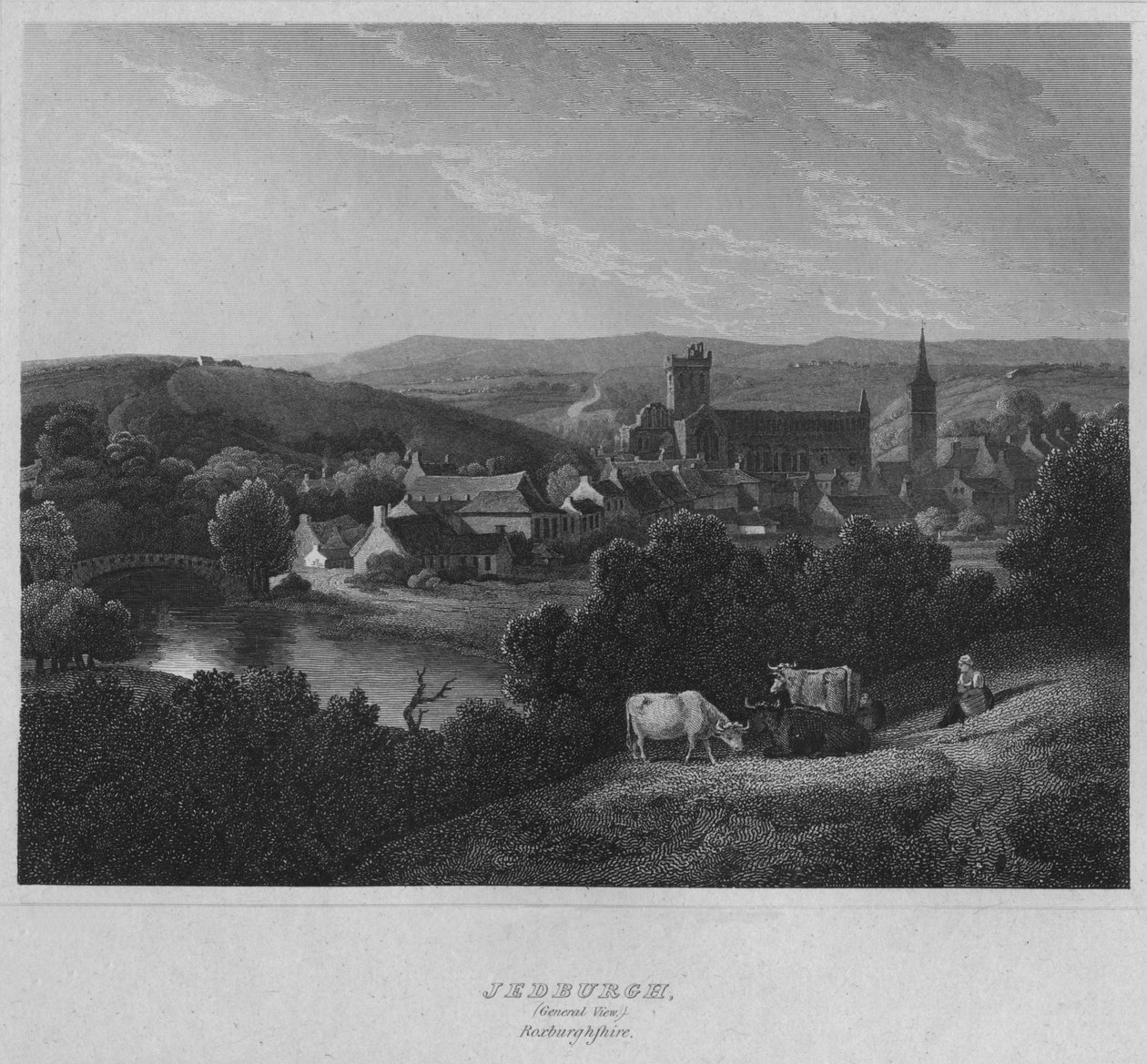 जेडबर्ग, जनरल व्यू। रोक्सबर्गशायर, 1814 द्वारा जॉन ग्रेग