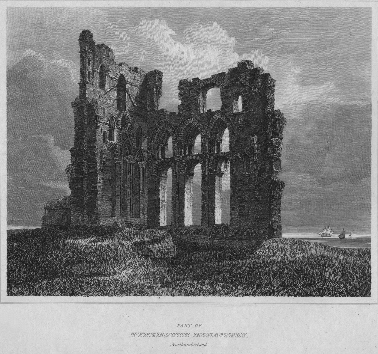 टाइनमाउथ मठ का हिस्सा। नॉर्थम्बरलैंड, 1814 द्वारा जॉन ग्रेग