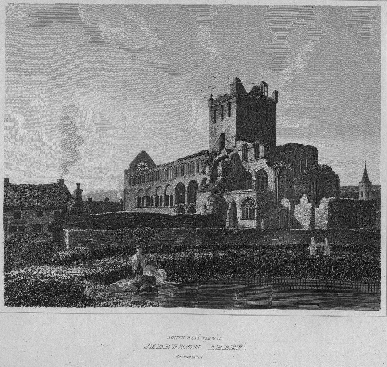 जेडबर्ग एबे का साउथ ईस्ट व्यू। रोक्सबर्गशायर, 1814 द्वारा जॉन ग्रेग