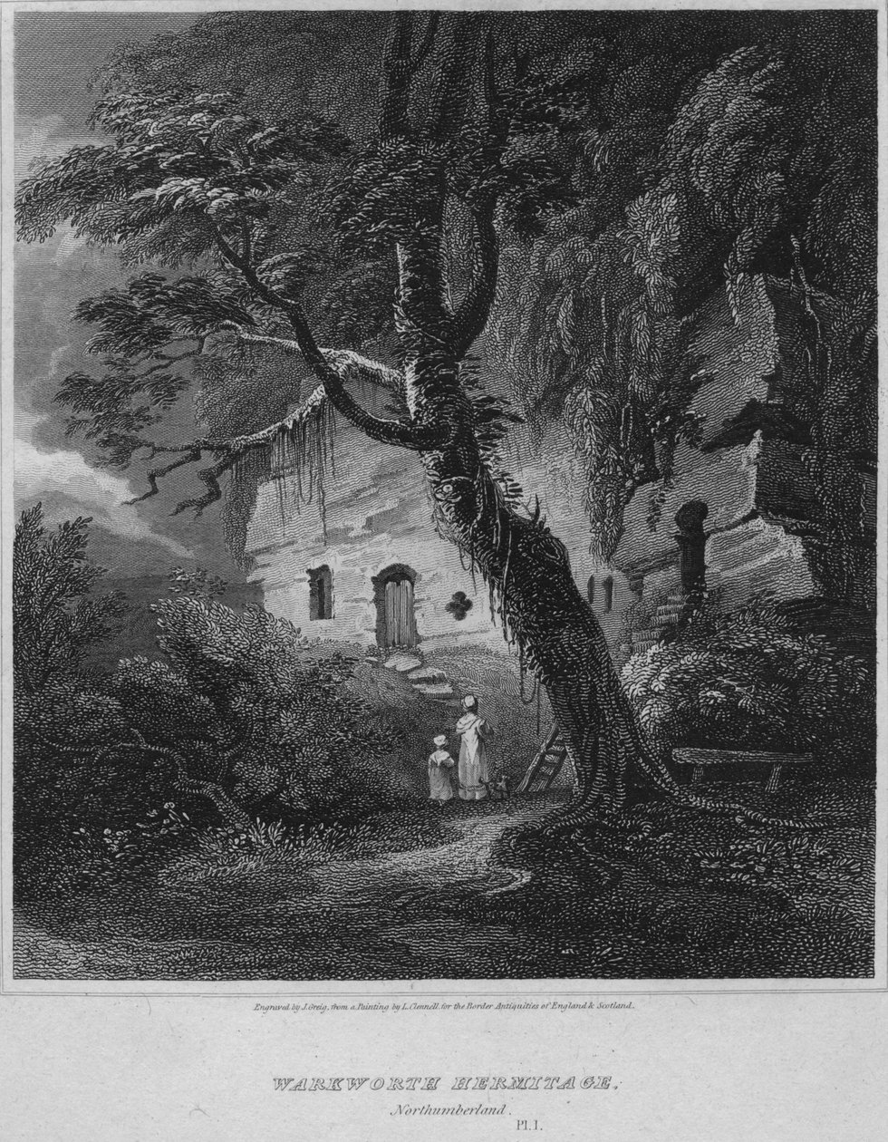 वार्कवर्थ हर्मिटेज, नॉर्थम्बरलैंड, 1814 द्वारा जॉन ग्रेग